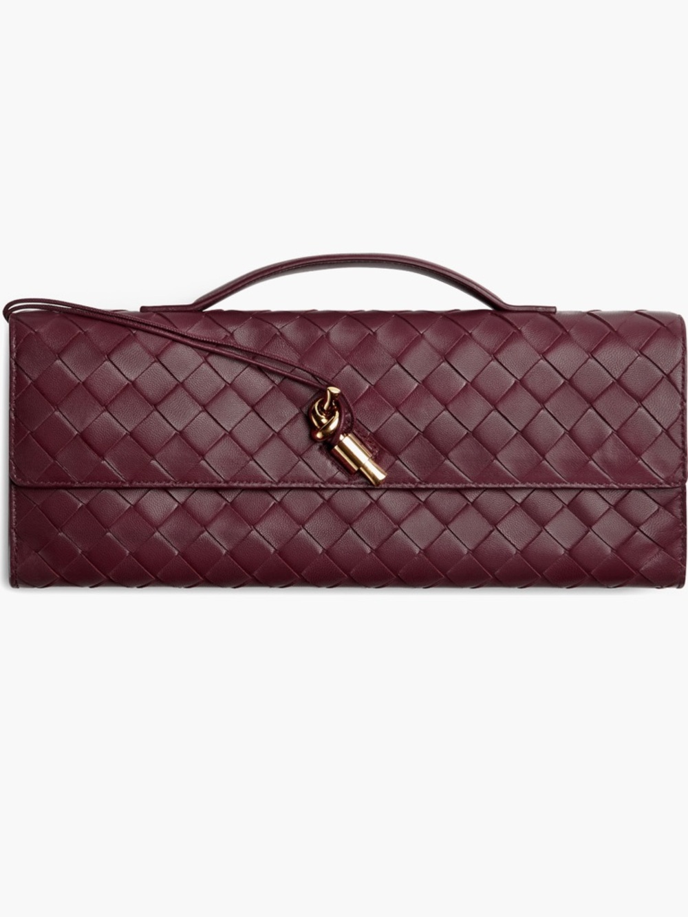 Woven Leather Clutch Bag in Burgundy